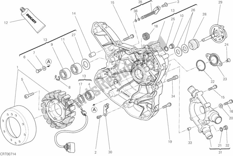 Toutes les pièces pour le Couvercle De Crnkcse Côté Pompe à Eau du Ducati Monster 821 Thailand 2015